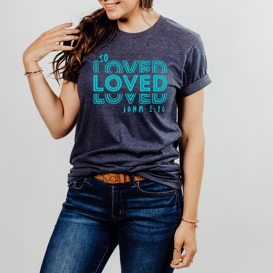 So Loved John 3:16 short sleeve shirt