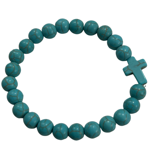 Turquoise Cross Beaded Bracelet